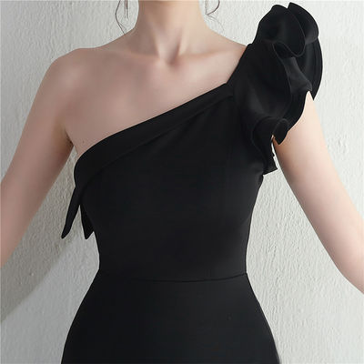 Vestido de noite preto, magro, irregular, com bordas esfarrapadas, vestido sexy, de comprimento do chão, com saco de quadril.