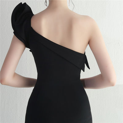 Vestido de noite preto, magro, irregular, com bordas esfarrapadas, vestido sexy, de comprimento do chão, com saco de quadril.
