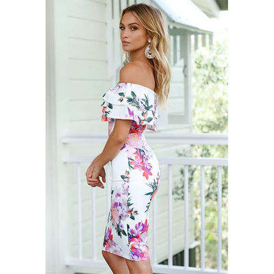 Bodice um ombro vestido tubo Impressão senhoras um ombro vestido Slim Fit