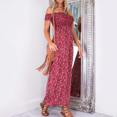 Pênis embraiagem vestido de senhora elegante sexy Impressão de um ombro vestido dividido