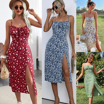 Vestidos florais elegantes multicoloridos Vestidos florais para senhoras