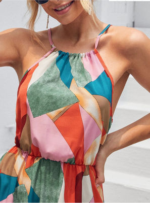 Impressão floral sem mangas vestida de estilo floral Maxi saia