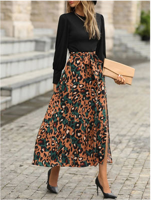 Vestido com estampa floral elegante de manga comprida