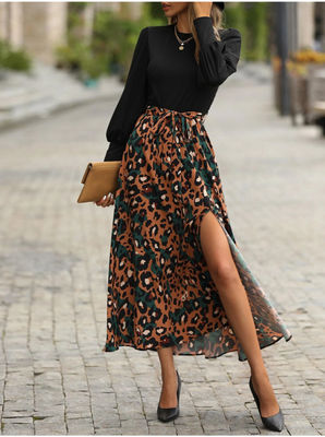 Vestido com estampa floral elegante de manga comprida