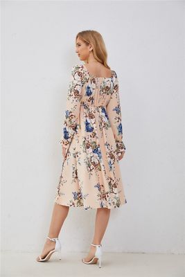 Elegantes vestidos florais com alças para mulheres com impressão de moda multicolor vestidos com mangas largas