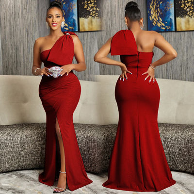 Estilo vestidos formais sem mangas ombro inclinado vestido de noite de festa sexy irregular
