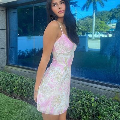 Sweet Ladies Floral Dress Fashion Halter Slim Floral Dresses Para Mulheres