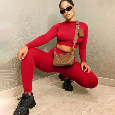 Slim Roupas de Treino Mais Sexy Moda Cor Sólida Culturas Casual Roupas de Fitness Sexy