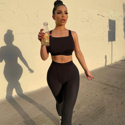 Roupas desportivas sexy sem mangas Moda Slim Fit Traje de yoga feminino