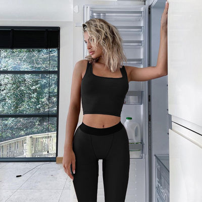 Roupas desportivas sexy sem mangas Moda Slim Fit Traje de yoga feminino