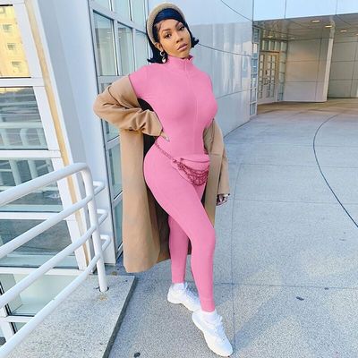 Outfits de desporto sexy de inverno Traje de treino Traje de salto de alto pescoço Traje de salto Slim Fit Fitness