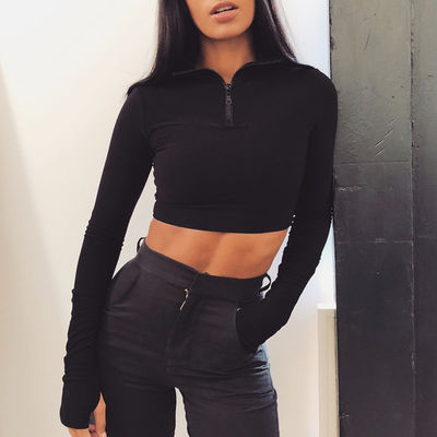Moda Roupas desportivas sexy Manga longa Crop Sexy Workout Gear Hoodie Shorts