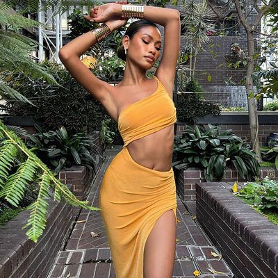 Sexy Estilo Lado Esvaziado Vestido Sem Faixas Um Ombro Sem costas