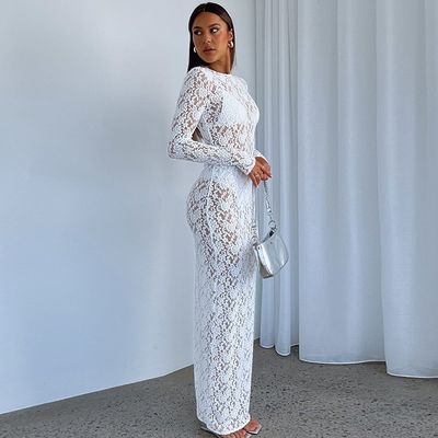 Cor sólida Estilo Vestido feminino com pulôver Tipo fechado Temperamento de moda Slim Fit Vestido de manga longa encapuzado
