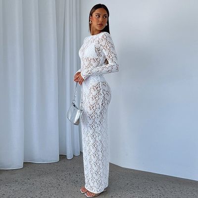 Cor sólida Estilo Vestido feminino com pulôver Tipo fechado Temperamento de moda Slim Fit Vestido de manga longa encapuzado