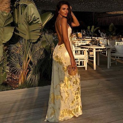 Tamanho XL Sexy Slip Dress Moda Sexy Slip Dress Hot Gold