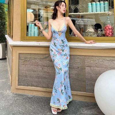 Novos estampados de moda de verão vestidos sexy sem costas