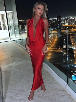 Novo temperamento de moda sexy V-collar cinto cinto vestido fino sem mangas