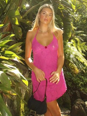 Moda nova, sexy, estilo maduro, renda, renda, bolso curto, vestido de cintura.