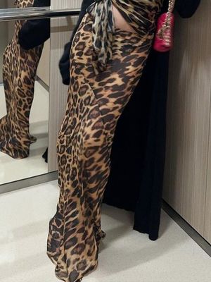 Verão Nova Moda Sexy Leopard Impressão Chiffon Fishtail saia Piso - Longa saia