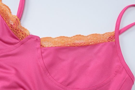 Verão nova moda sexy renda vestido sem alças