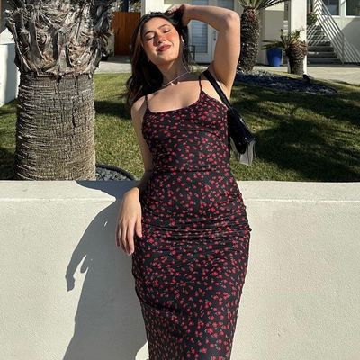 Novos estampados de moda de verão vestidos sexy de alça magra