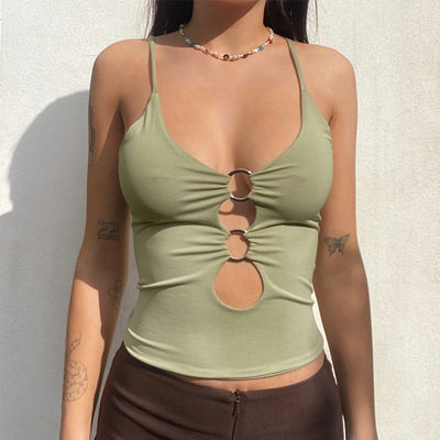 Vestido de camisola de moda de verão com peito e barriga cortados