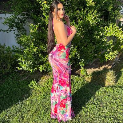 Verão novo sexy renda subalterna saia de moda vestido de impressão
