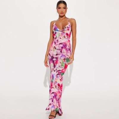 Verão novo sexy renda subalterna saia de moda vestido de impressão