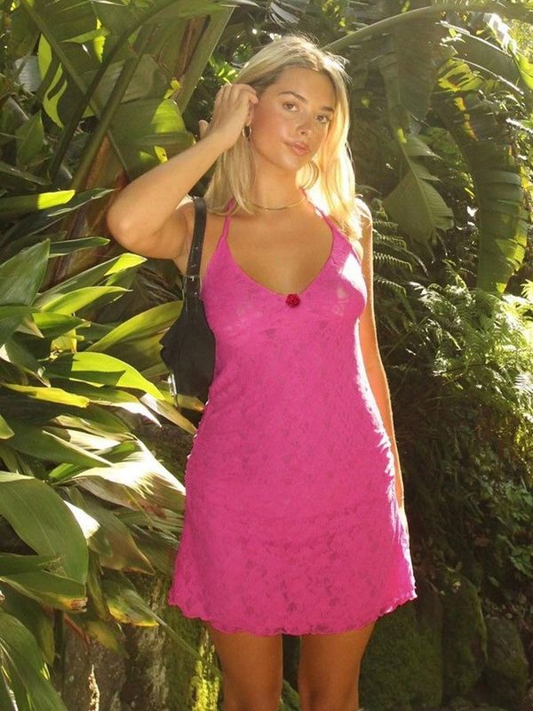 Moda nova, sexy, estilo maduro, renda, renda, bolso curto, vestido de cintura.