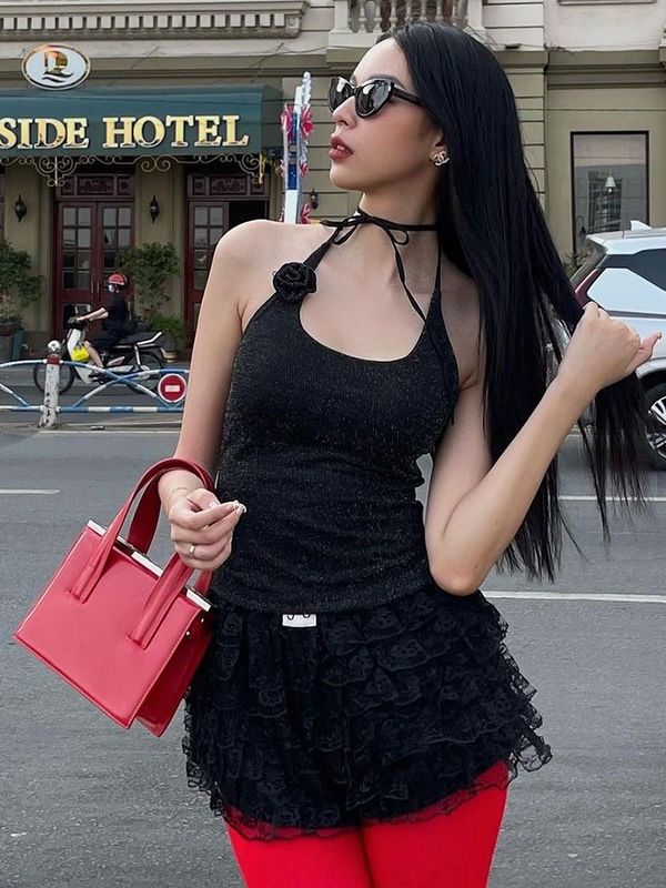 Nova moda sexy especiaria bordada renda até alça cintura magra colete de cor sólida